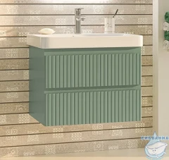 Тумба подвесная Brevita Victory 70 зеленый с раковиной Dreja Luxury 70