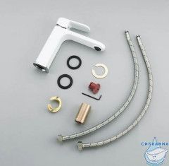 Смеситель для раковины Gappo G1083-8 (без донного клапана) (хром/белый)