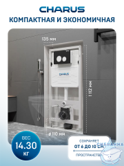 Инсталляция для унитаза Charus CC.300.80.01 с кнопкой смыва Charus Robusto FP.310.BSS.05 матовая сталь