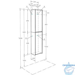 Шкаф Акватон Сканди 35 белый глянцевый/белый матовый 1A255003SD010