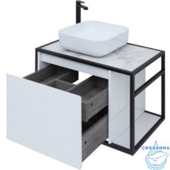 Тумба Aquanet Nova Lite Loft 75L 261650. с раковиной City-1 39 белый глянец