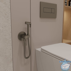 Встраиваемый смеситель с гигиеническим душем Oliveeka Y-Line OL-829902-BGM (оружейная сталь)