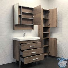 Зеркало-шкаф  Comforty Никосия 80 дуб темный 00-00007619