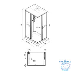 Душевое ограждение Тритон Квадро 120x80 профиль белый, стекло полосы Щ0000064616 (с поддоном)