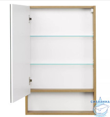 Шкаф-зеркало Акватон Сканди 55 белый глянцевый/дуб рустикальный