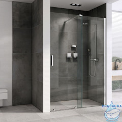 Дверь в нишу ABBER Komfort AG90120 120x200 профиль хром, стекло прозрачное (с доводчиком)