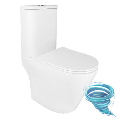 Унитаз напольный безободковый со смывом торнадо Azario Berton с бачком и сиденьем Soft Close (микролифт) AZ-6093