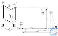 Душевое ограждение Vincea Ultima 140x100 профиль вороненая сталь, стекло прозрачное VSR-7UL1014CLGM