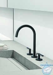  Смеситель для раковины Kludi Nova Fonte Puristic 201433915 (с донным клапаном) (черный матовый)