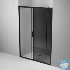 Дверь в нишу AM.PM GemW90G-140-1-195BG 140 см профиль черный, стекло тонированное