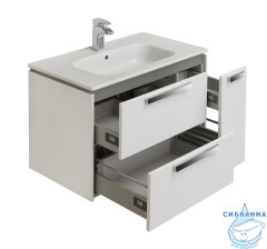 Тумба Roca Lago 80 с раковиной Roca Victoria 80 белый глянец