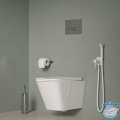 Встраиваемый смеситель с гигиеническим душем, белый матовый, IDDIS, 004WTS0i08