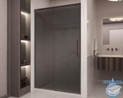 Дверь в нишу Vincea Stella 120 профиль черный, стекло тонированное VDS-1ST120CGB