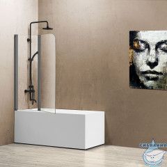 Шторка для ванны Vincea 114х140 профиль вороненая сталь, стекло шиншилла VSB-12114CLGM