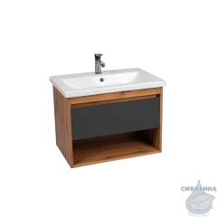 Тумба Viant Бостон 50П с раковиной Como 50 дуб вотан/графит