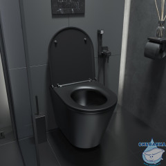 Унитаз подвесной безободковый Iddis Calipso CALR3BMi25 с сиденьем Soft Close (микролифт) (черный матовый)