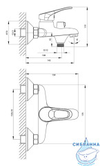 Смеситель для ванны Rossinka B35-30 с душевым гарнитуром (хром)