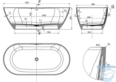 Ванна из искусственного камня Bas Катания 170x80 (черный/белый)