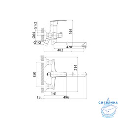 Смеситель для ванны Iddis Ray RAYSBL2i10WA  (хром)