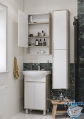 Тумба Акватон Рико 50 с раковиной Смайл 50 белый/ясень фабрик