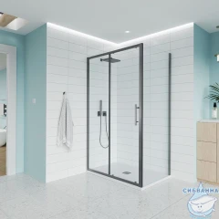 Душевое ограждение Veconi Эво 120x110 профиль графит, стекло прозрачное E1-SP-GR-120110-01-C9 (без поддона)