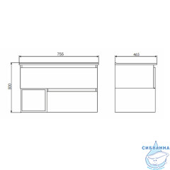Тумба Comforty Турин 75 дуб бежевый/белый с раковиной Comforty 75 00-00013913