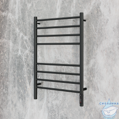 Полотенцесушитель электрический Terminus Аврора П8 50х80 черный матовый (с возможностью скрытого подключения, подключение справа)