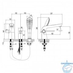  Смеситель для ванны на борт Lemark Melange  LM4947CW (хром/белый)