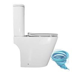 Унитаз напольный безободковый со смывом торнадо Azario Berton с бачком и сиденьем Soft Close (микролифт) AZ-6093