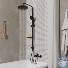 Душевой гарнитур с тропической лейкой, черный матовый, Ideal Spa, Milardo, ILSBL3FM76