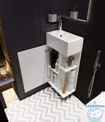 Тумба напольная 1Marka Laura 40П с раковиной Laura 40 белый глянец L