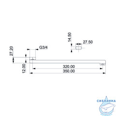 Излив для ванны, плоский, нержавеющая сталь, 320 мм, поворотный, хром, IDDIS, 995F32C2SM