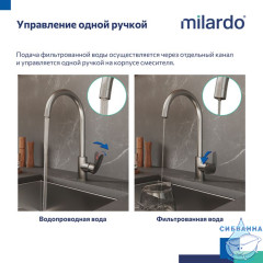 Смеситель для кухни с каналом для фильтрованной воды, сатин, Rora, Milardo, RORBNFJM05