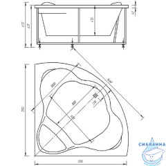 Акриловая ванна Aquatek Галатея 135х135 с каркасом