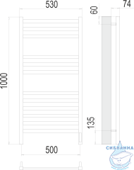 Полотенцесушитель электрический Terminus Енисей П12 50Х100 (с возможностью скрытого подключения, подключение справа) (хром)