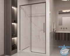 Дверь в нишу Vincea Stella 160 профиль вороненая сталь, стекло прозрачное VDS-1ST160CLGM