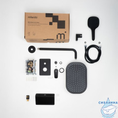 Душевая система скрытого монтажа с тропическим душем и  ручным душем, черный матовый, Azure, Milardo, AZUBL02M67