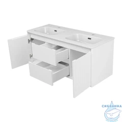 Тумба подвесная Brevita Wine 120 белый матовый с раковиной Brevita Onda 120 (с двумя чашами 