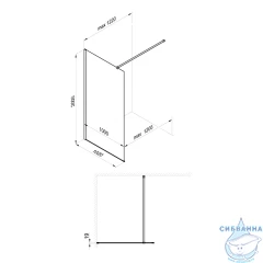 Walk-in Тритон Плано 100 профиль черный, стекло прозрачное Щ0000072404