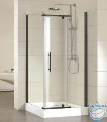 Душевое ограждение Azario Edmonton 90x90 профиль серебро, стекло прозрачное AZ-NNC1231 900 BLACK (без поддона)