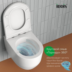 Унитаз подвесной безободковый со смывом торнадо Iddis Aiger AIGRDSEi25 с сиденьем Soft Close (микролифт)
