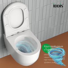 Унитаз подвесной безободковый со смывом торнадо Iddis Aiger AIGRDSEi25 с сиденьем Soft Close (микролифт)