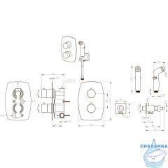 Встраиваемый смеситель с гигиеническим душем Lemark Ursus LM7240BL (черный матовый)