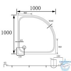 Душевой поддон ABBER AD3A100 100х100 четверть круга, акриловый, белый