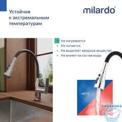 Смеситель для кухни с гибким изливом, хром глянцевый, Poli, Milardo, POLSB0FM05