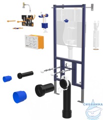 Инсталляция Loranto 4501 с кнопкой смыва Loranto 7313 черный матовый,  в комплекте с унитазом Azario Uno с сиденьем Soft close (микролифт) 