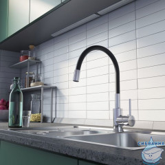 Смеситель для кухни с гибким изливом, глянцевый хром, Meal, Milardo, M01SB0FM05