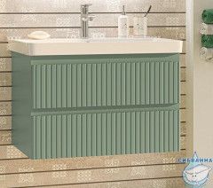 Тумба подвесная Brevita Victory 80 зеленый с раковиной Dreja Luxury 80