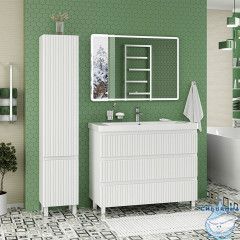 Тумба напольная Brevita Victory 105 белый матовый с раковиной Dreja Luxury 105