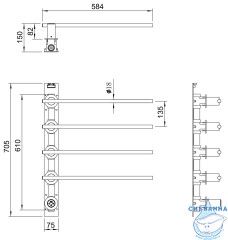 Полотенцесушитель электрический  Wonzon&Woghand Dortmund 58х71 WW-A364-MW (с возможностью скрытого подключения, подключение универсальное) (белый матовый)